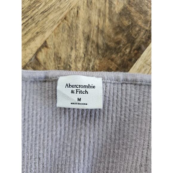 Abercrombie & Fitch A&F Sweetheart Neck Corset Bodysuit Sweater Light Grey Sz M - Picture 7 of 10